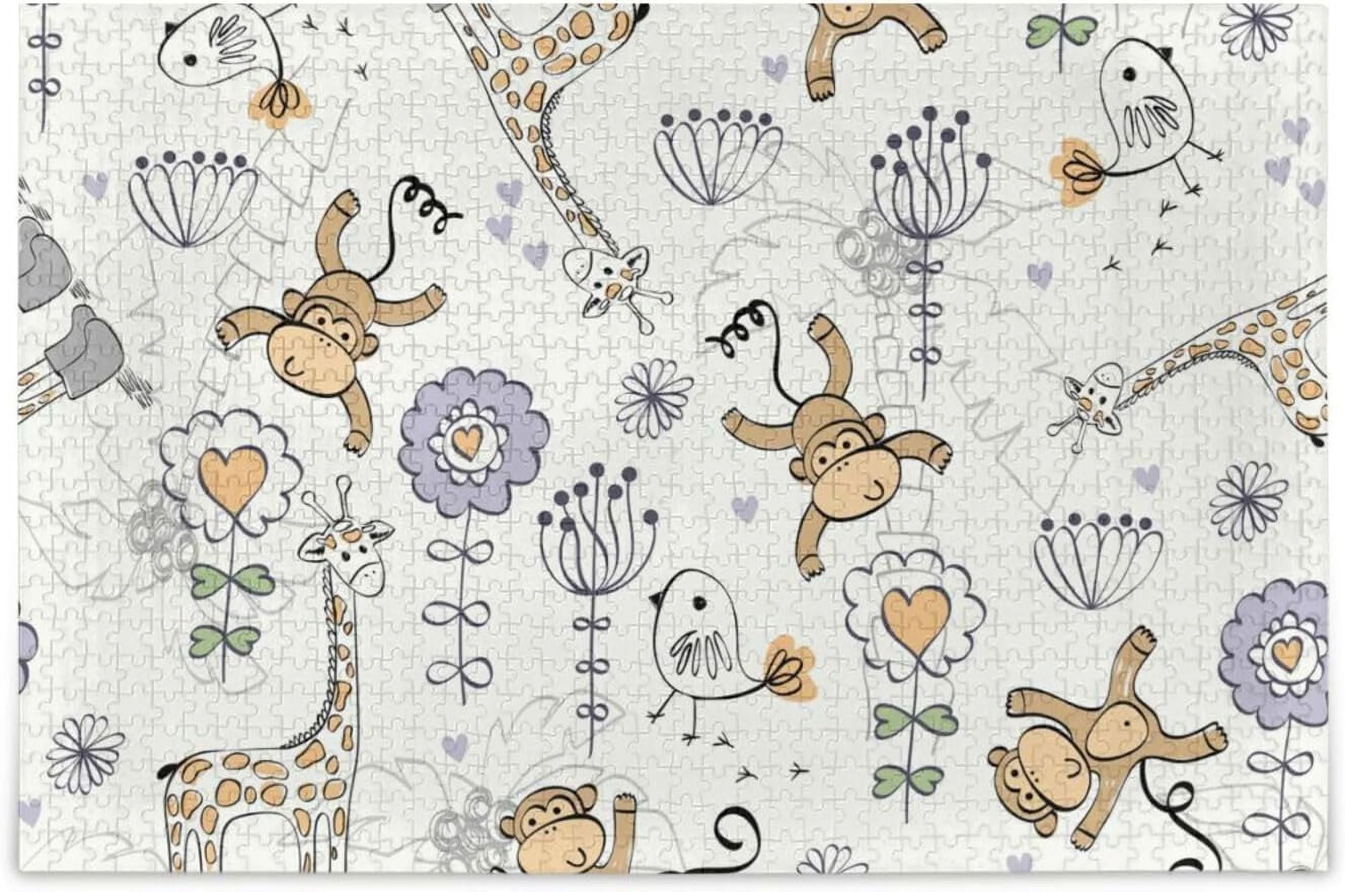 Dreamtimes Cute Monkeys Jigsaw Puzzle for Adults Teens Kids, 1000 Pieces Wooden Puzzle Fun Family Game for Holiday Toy Gift Home Decor