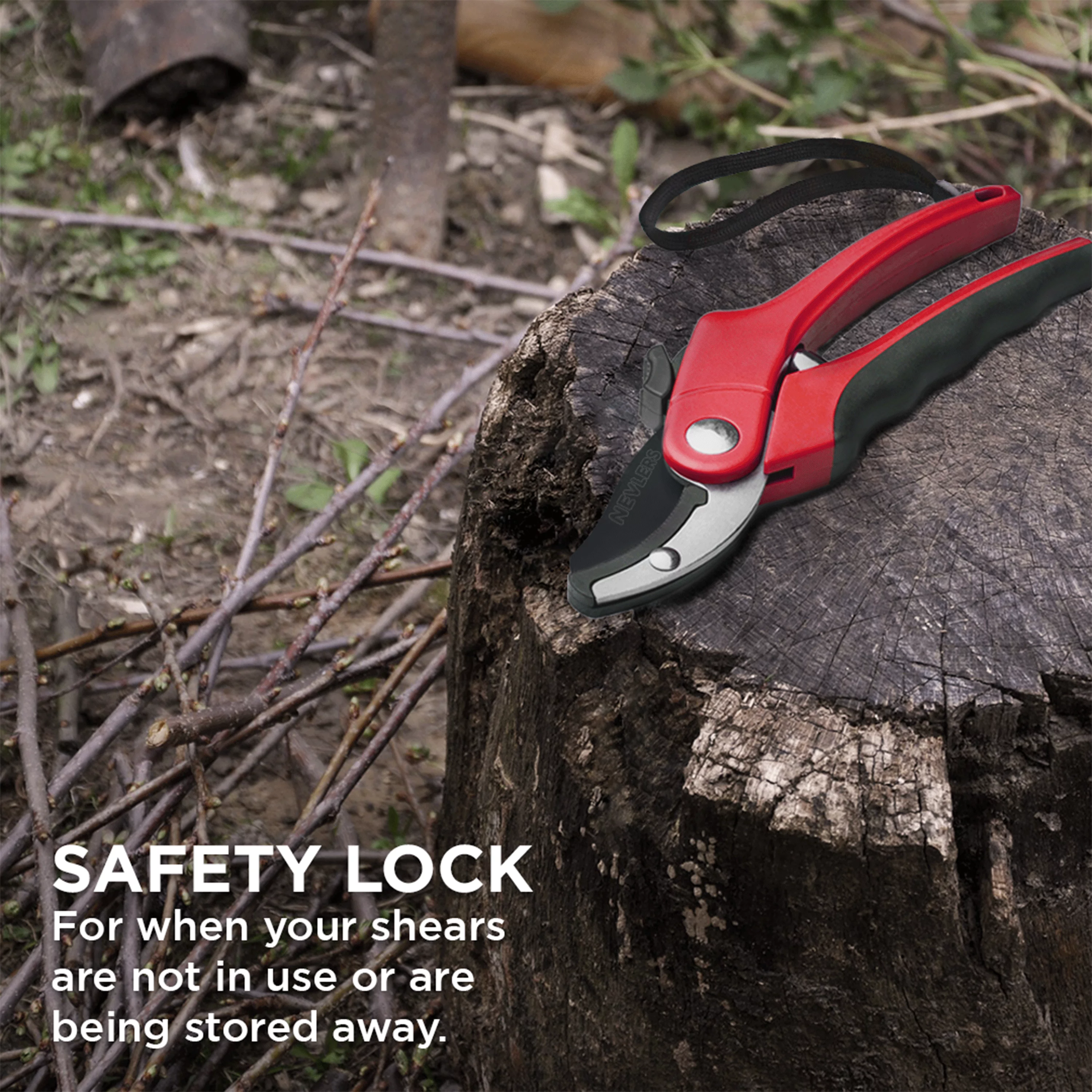 Nevlers 8 in. Red Heavy Duty Anvil Garden Pruning Shears