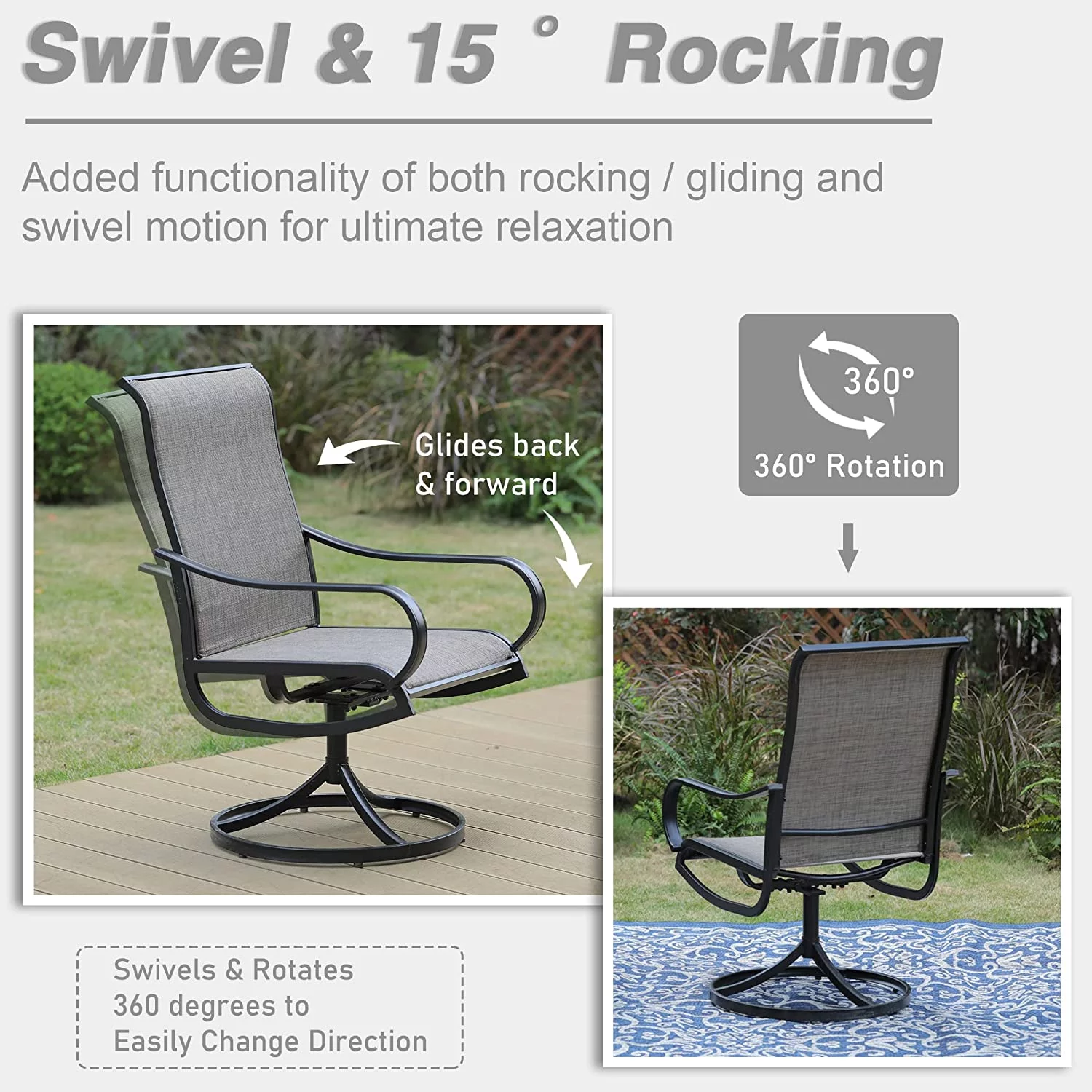 durable & William Patio Dining Set 8 Pieces Outdoor Metal Furniture Set with 13ft Double-Sided Patio Umbrella Beige  6 x Swivel Patio Dining Chairs  1 Wood Like Umbrella Table for Pat