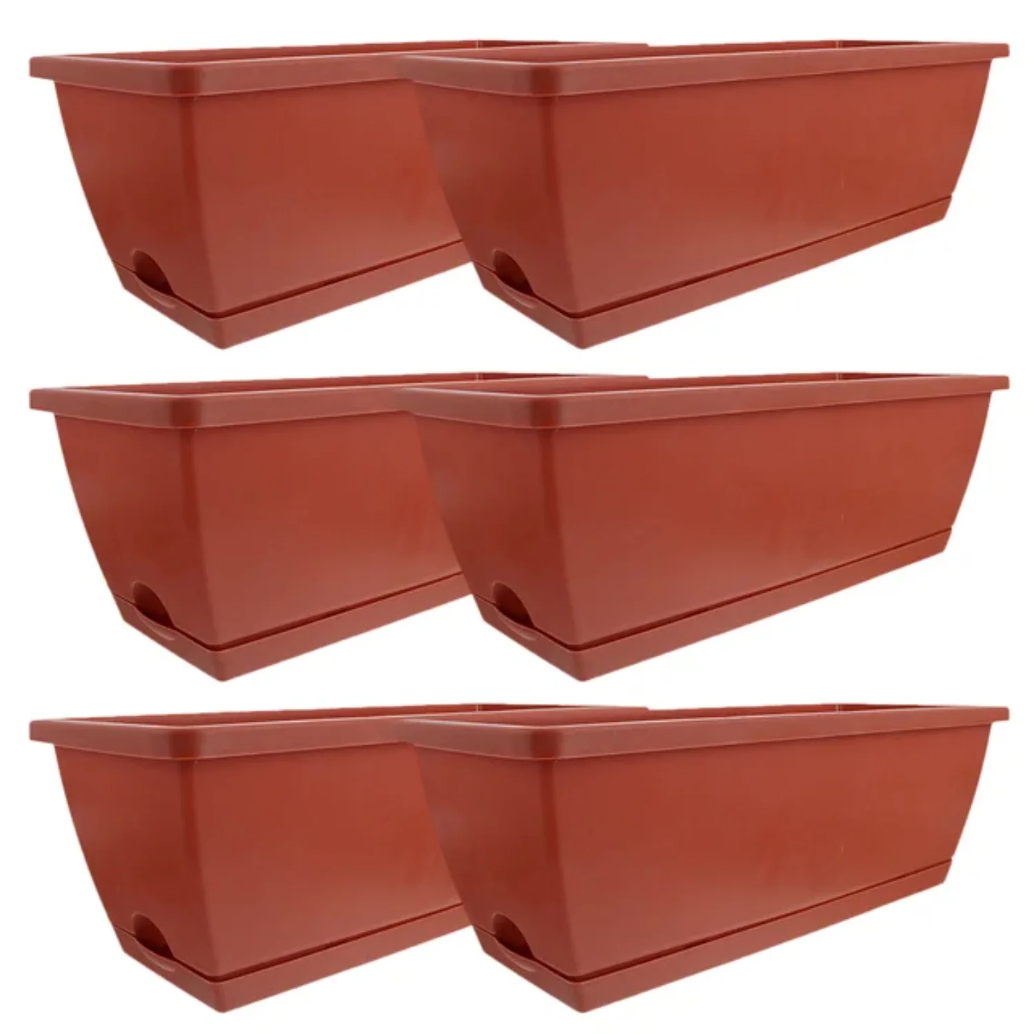 6 Pcs Planter Plastic Flower Pots Outdoors Flowerpot Office Bonsai Rectangular  Garden Holder Large Decorations Planting