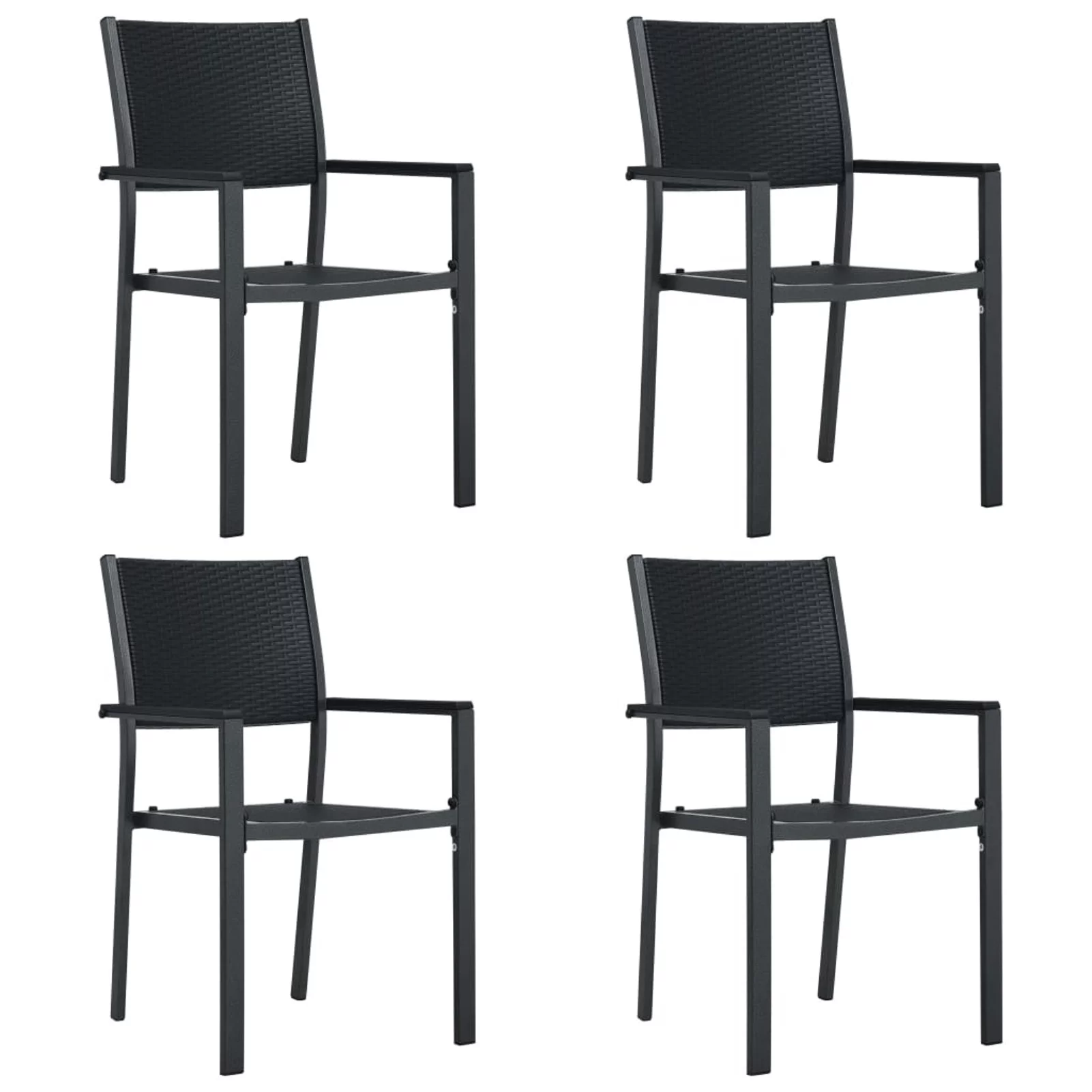 Dcenta 4 Piece Garden Chairs  Rattan Look and Steel  Dining Chair Black for Patio, Backyard, Lawn, Balcony, Dining Room,  Furniture 23 x 21.1 x 34.8 Inches (W x D x H)