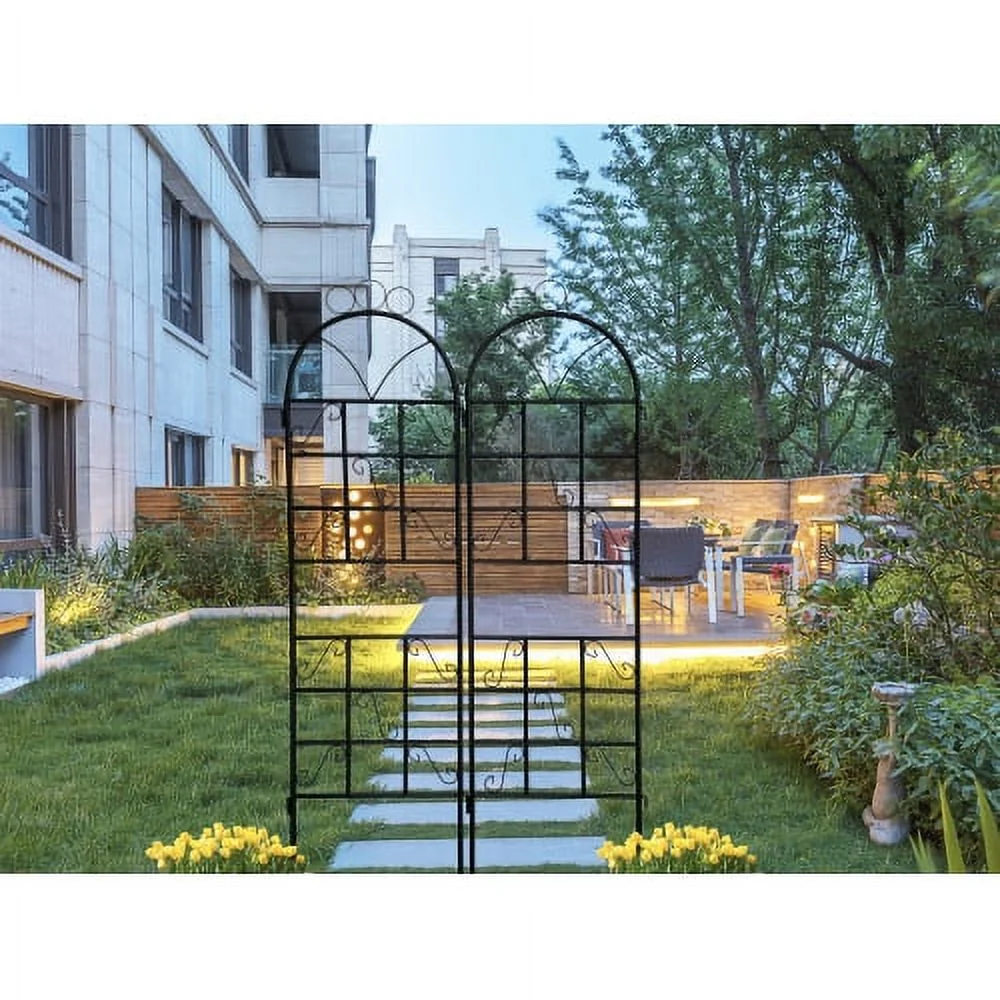 Zateety 1Set (2pcs) Metal Garden Trellis for Climbing Plants Outdoor Rustproof Plant Support-Black