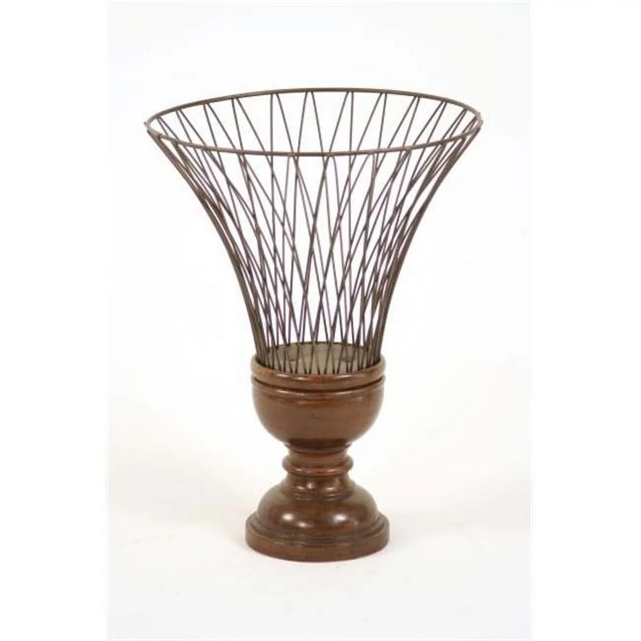Wire Urn with Wood Base - Pack of 2