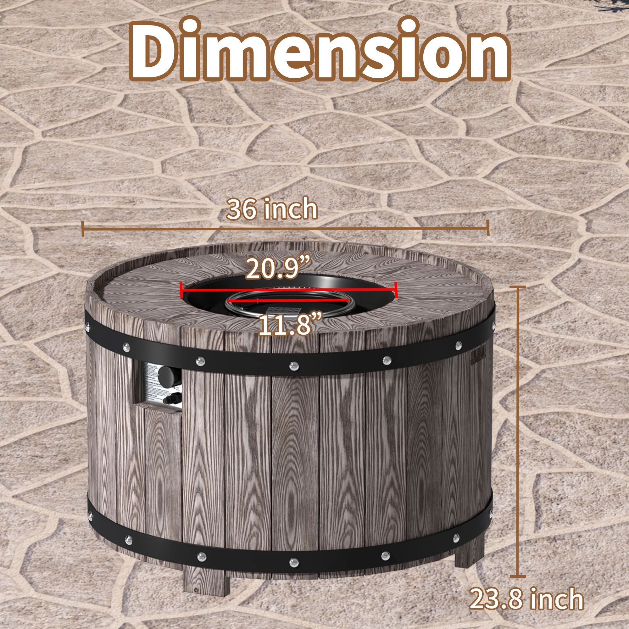 Boyel living 36-inch Round Fire Table,50000 BTU Steel Burner, Fits 20lb Internal gas tank