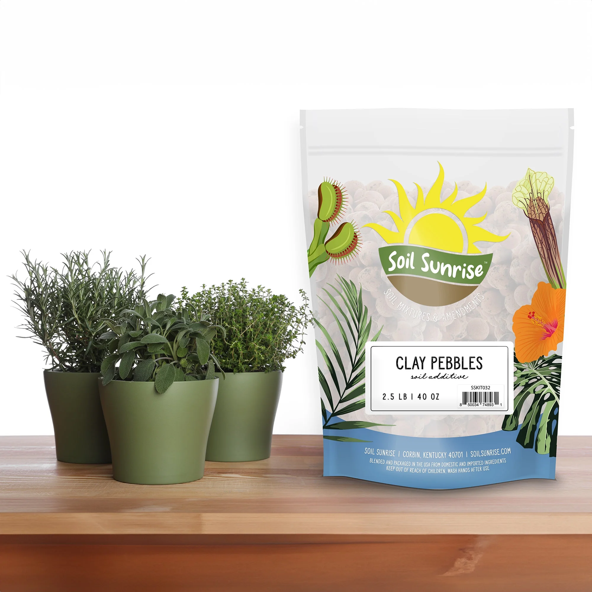 Expanded Hydroponic Clay Pebbles (2.5LB), LECA Horticultural Soil Additive & Grow Media for Drainage, Gardening, and Aquaponics