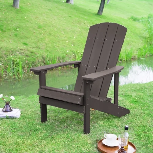Folding Adirondack Chair Outdoor Wooden Accent Furniture Fire Pit Lounge Chairs for Yard