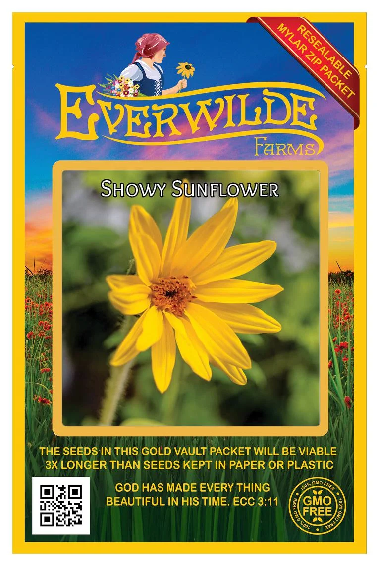 Everwilde Farms - 40 Showy Sunflower Native Wildflower Seeds - Gold Vault Jumbo Bulk Seed Packet