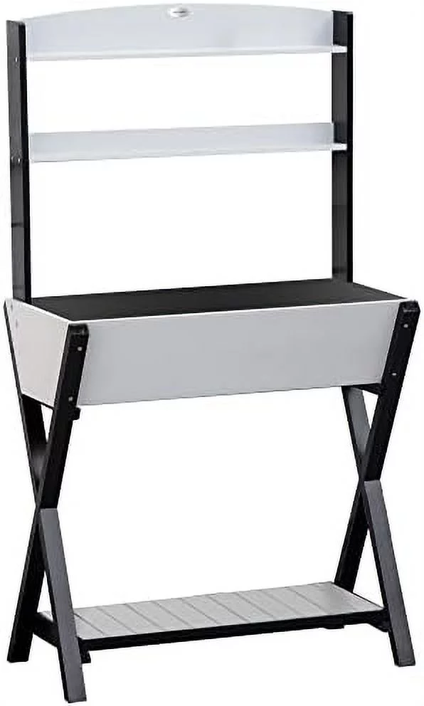 Garden Potting Bench Table With Hidden Storage Box, Wood Outdoor Work Station With Open Top And Lower Shelf