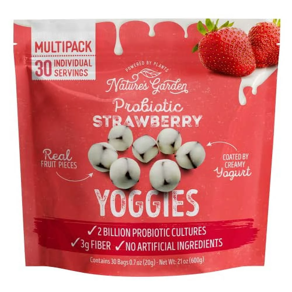Nature’s Garden Probiotic Yoggies, Strawberry, 0.7 oz, 30 ct