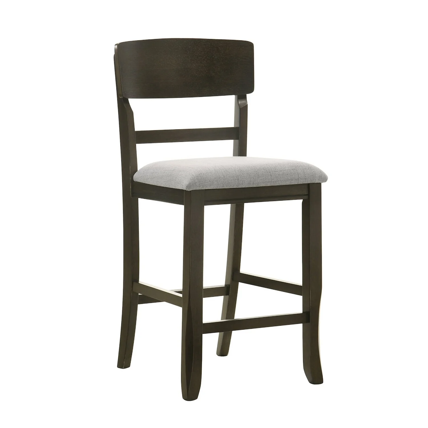 Benjara  24 in. Kimberly Counter Height Chair, Black Wood, Gray Fabric - Set of 2