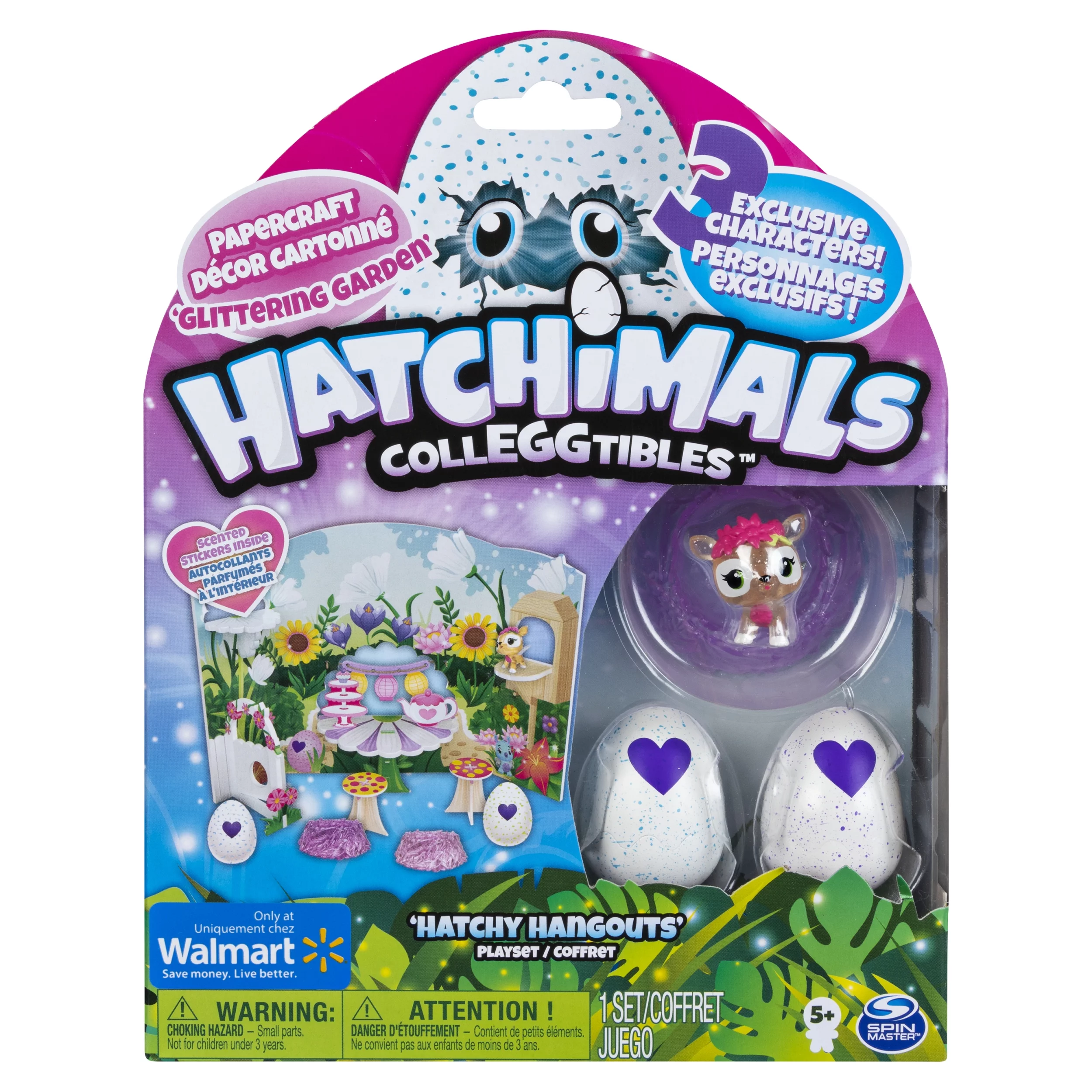 Hatchimals CollEGGtibles, Glittering Garden Hatchy Hangouts Papercraft Playset with 3 Exclusive Characters, Only Available at Walmart