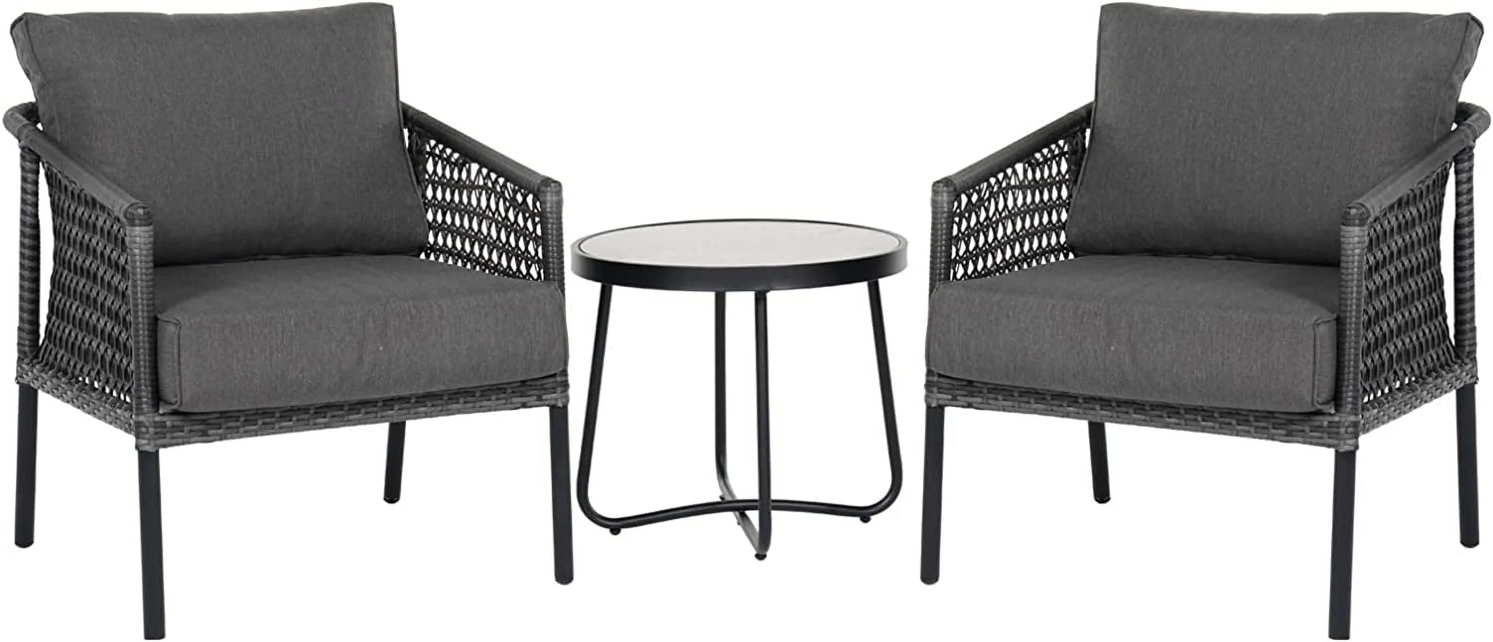 Outdoor  3 Pieces Set  All-Weather Wicker Conversation Set for Patio Garden Backyard with Olefin Cushions  Detachable Lounger and Coffee Table (3 Pieces L-Shaped Sofa Set)