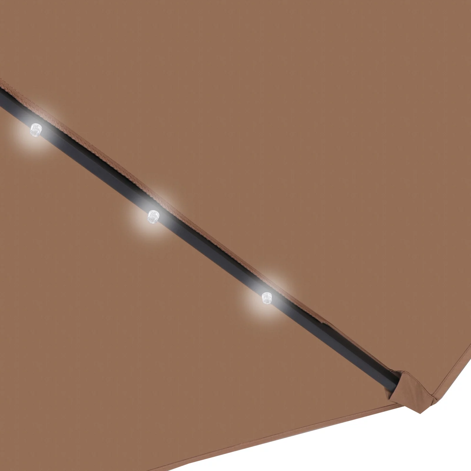 SuperDeal Patio Solar Umbrella 32 LED Tiltable Crank Height Adjustable 10 ft, Brown