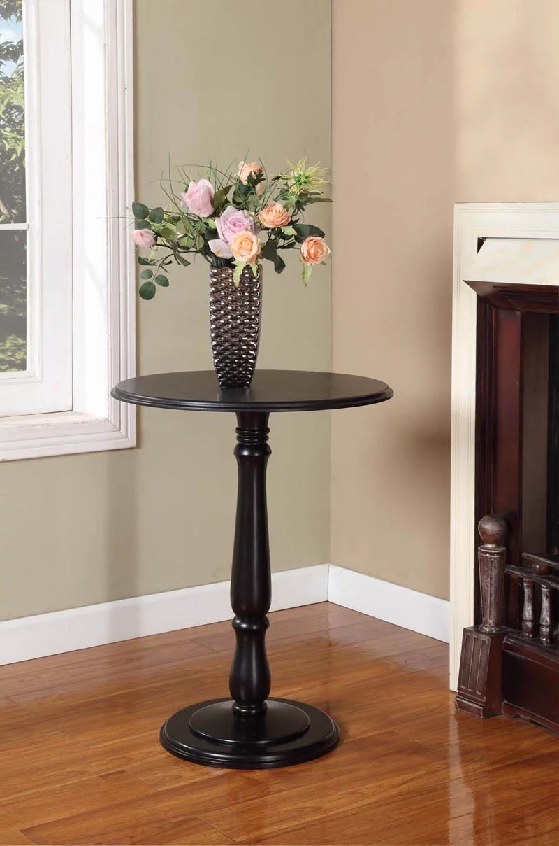 Black Wood 14-Inch Round Accent Side Plant Stand Display Table