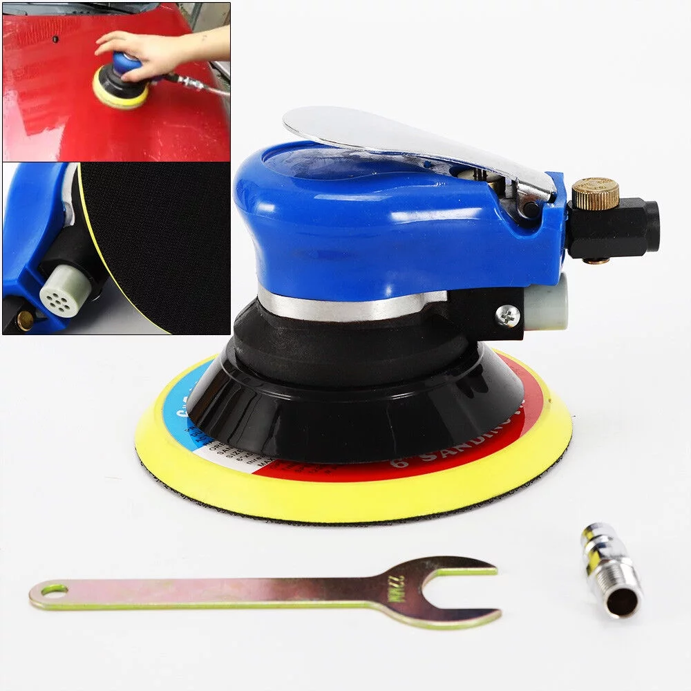 USA 6Inch Air Palm Orbital Sander Random Hand Sanding Pneumatic Round 10000RPM
