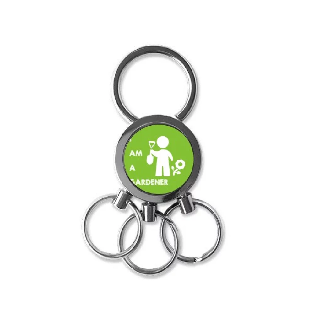 Gardener Position Flower Grass Spade Stainless Steel Metal Key Holder Chain Ring Keychain