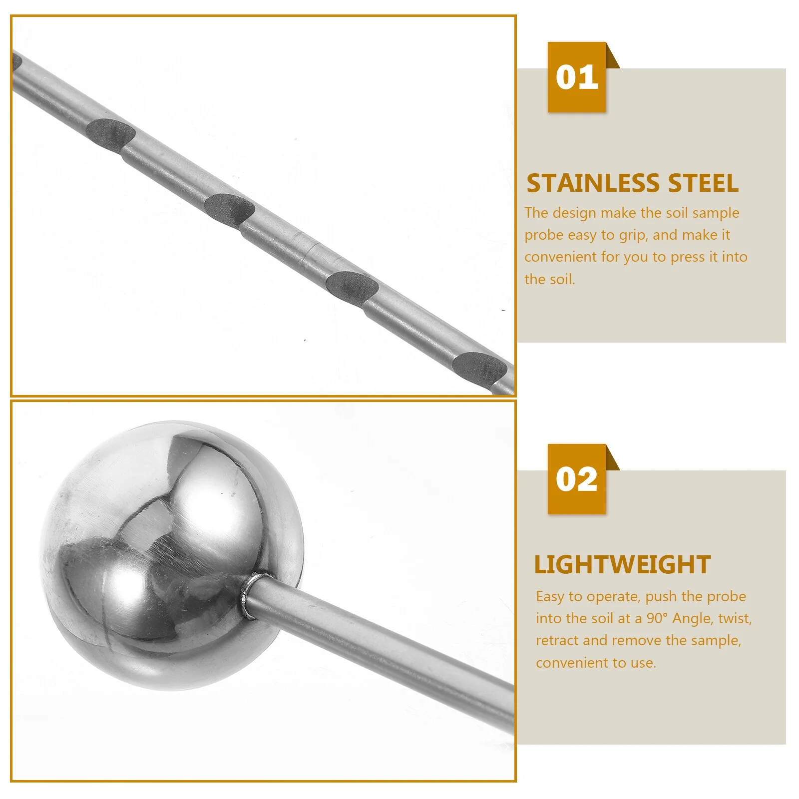 Jibingyi 1 Set Metal Soil Sampler Soil Probe Stainless Steel Tubular Soil Sampler Probe