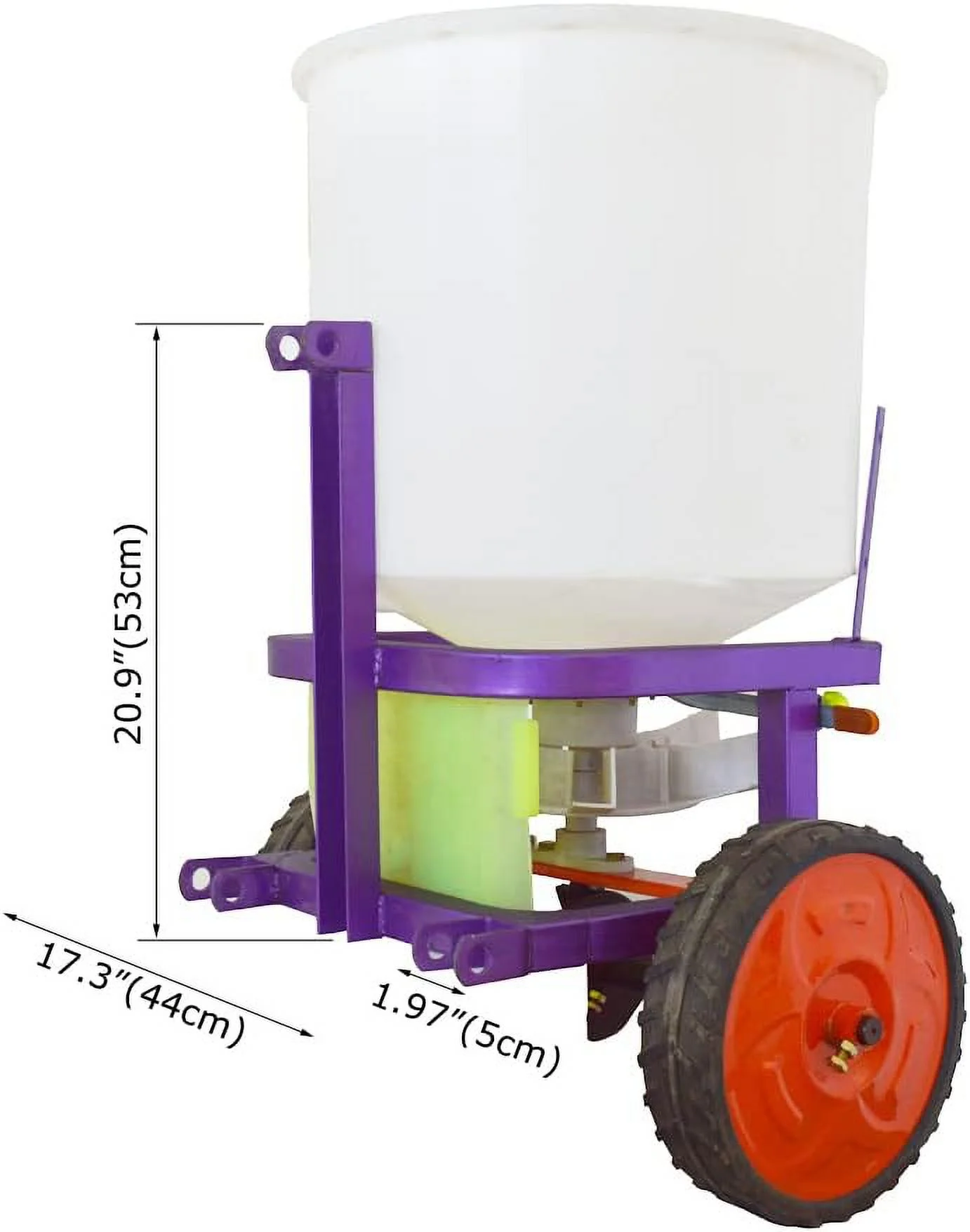 EQCOTWEA Fertilizer Spreader Broadcast Spreader Keeper Tow-Behind Rear Wheel 220LB