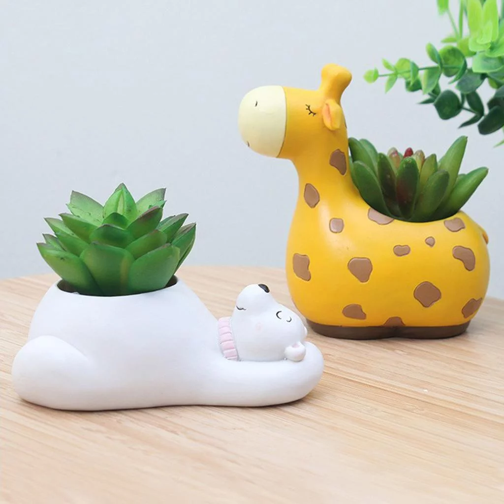 Cute Resin Animals Succulent Planter Cactus Flow Window Box - Giraffe