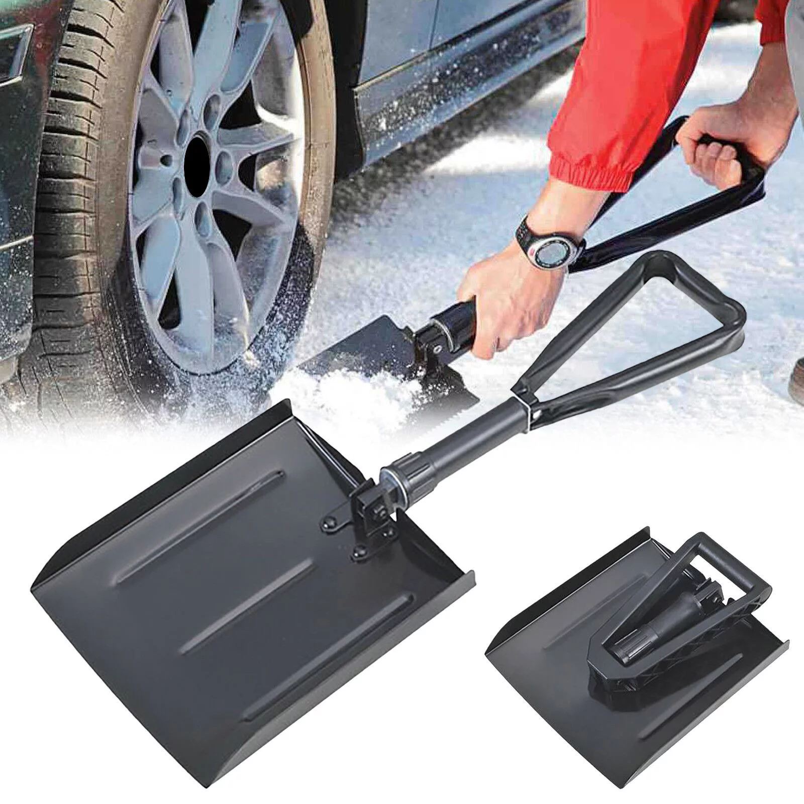 Outdoor Decking over Dirt Car Snow Shovel Large Capacity Foldable Lightweight Aluminum Alloy Telescopic Portable Snow Shovel Parent Child Play Snow Garden Camping Shovel 60Th Birthday Gifts for Women
