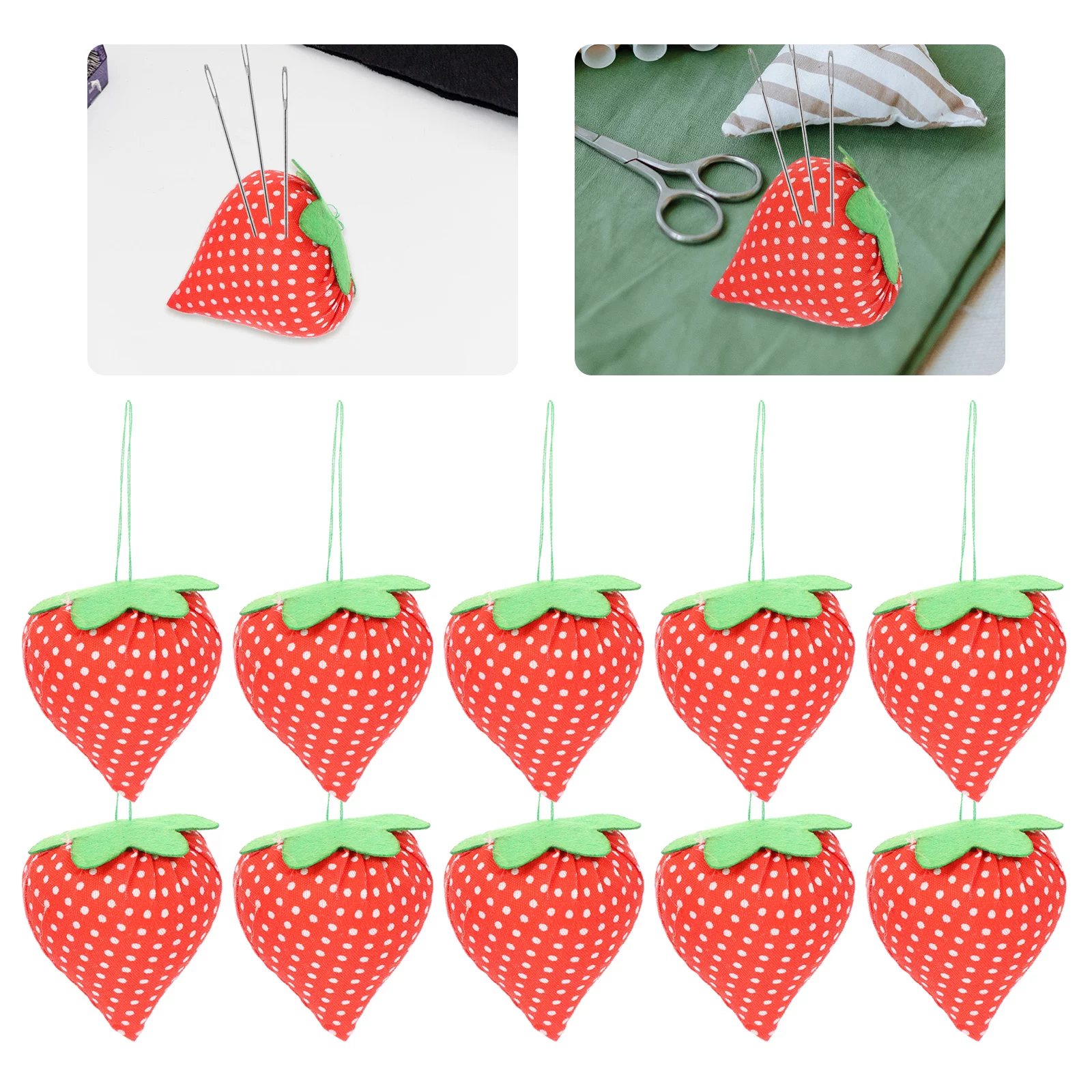 Hemoton 10pcs Strawberry Pin Cushion Needle Cushions Sewing Needle Holder Sewing Tool