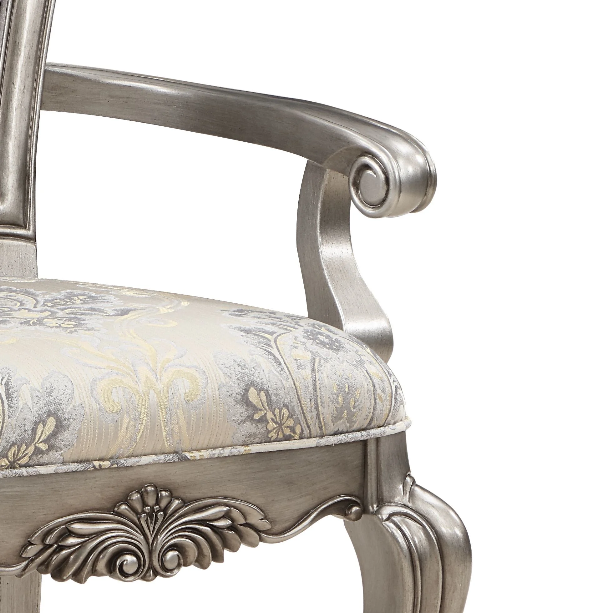 CoSoTower Side Chair (Set-2), Velvet & Antique Plantinum Finish