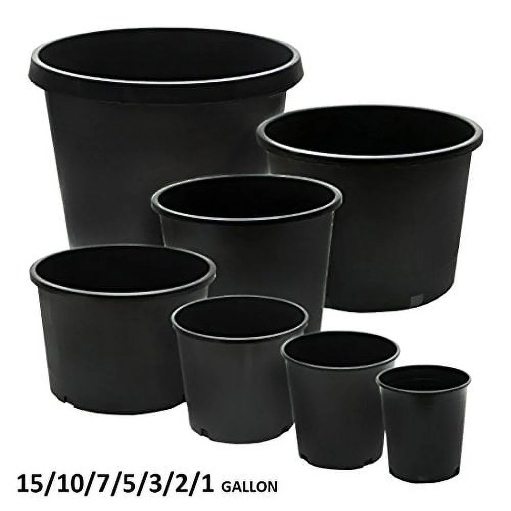 Calipots 5-Pack 10 Gallon Premium Black Plastic Nursery Plant Container Garden Planter Pots (10 Gallon)