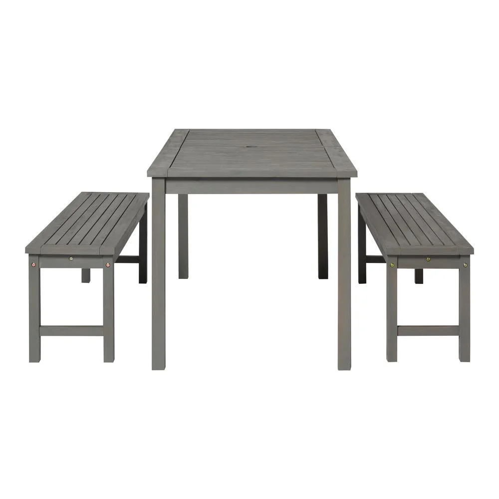 3-Piece Simple Outdoor Patio Dining Set in Gray Wash