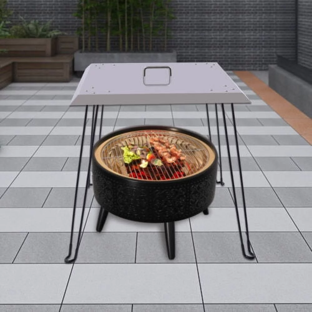 26''X26'' Fire Pit Lid Cover Stainless Steel Burner Pan Lid Square with Handle