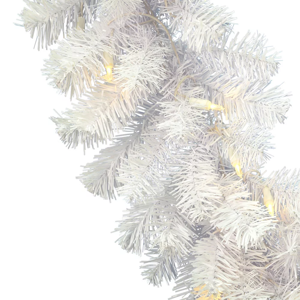 Vickerman 9' Crystal White Spruce Artificial Christmas Garland, Multi-Colored LED Mini Lights