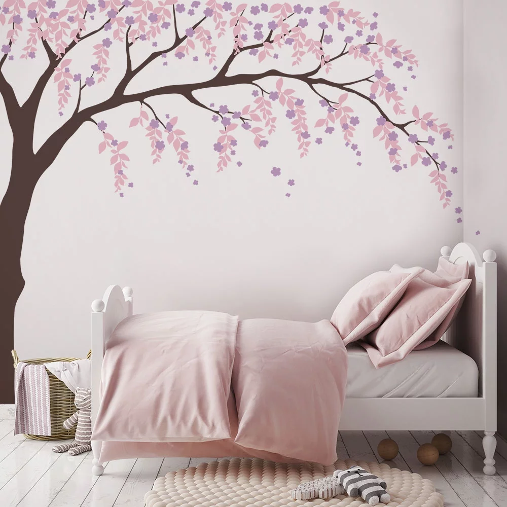 Weeping Willow Tree Decal with Cherry Blossoms - Scheme C