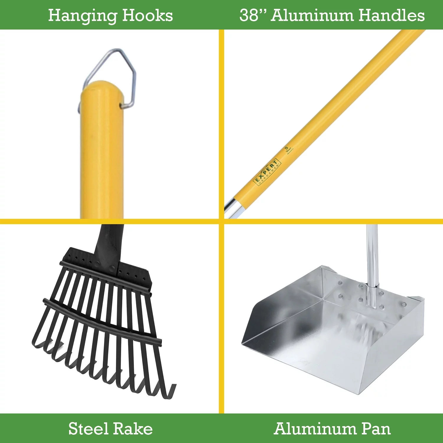 Expert Gardener Aluminum Multi-Purpose Yellow Scoop 38 inch - 2 Piece Set