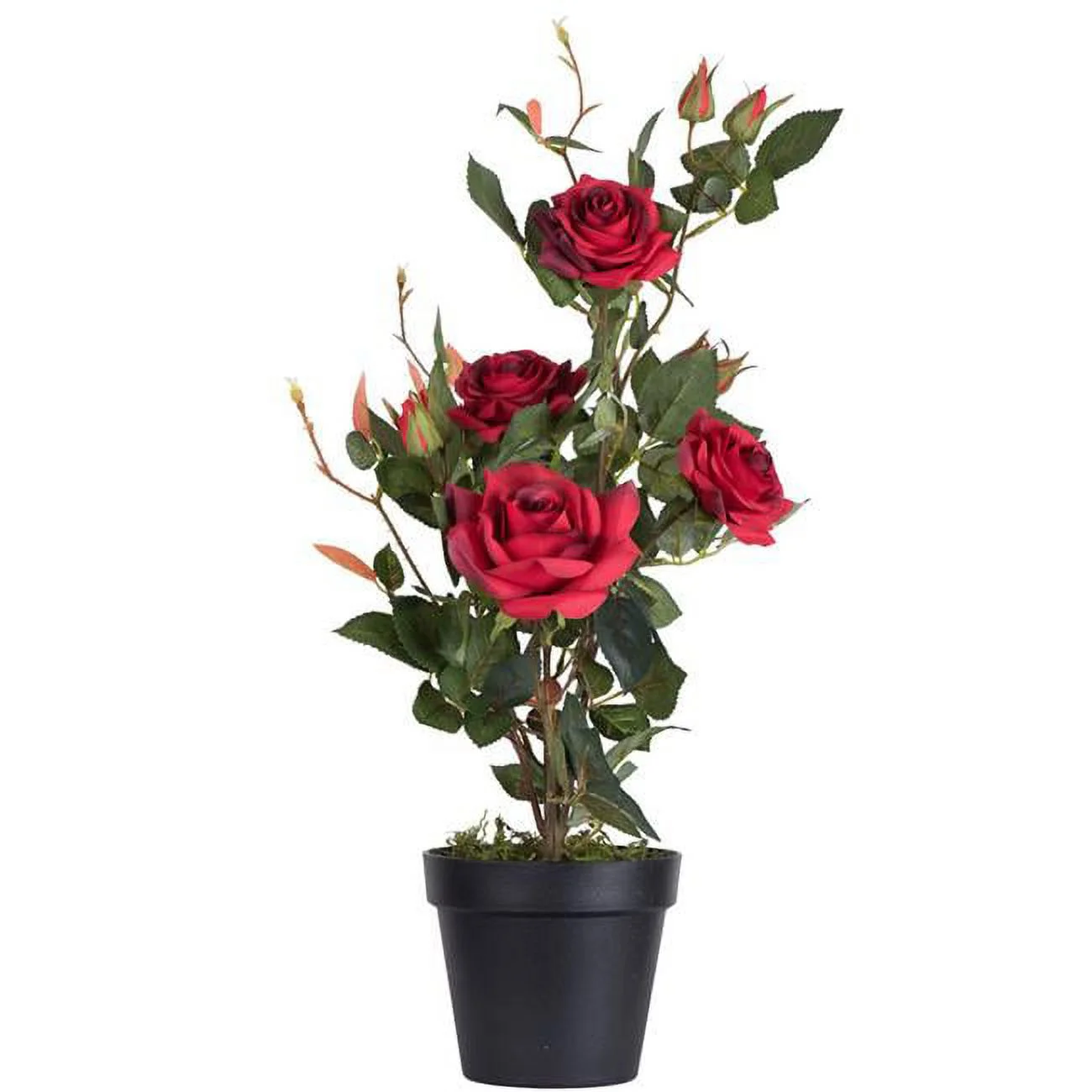 21 in. Red Rose Artificial Plant in Pot