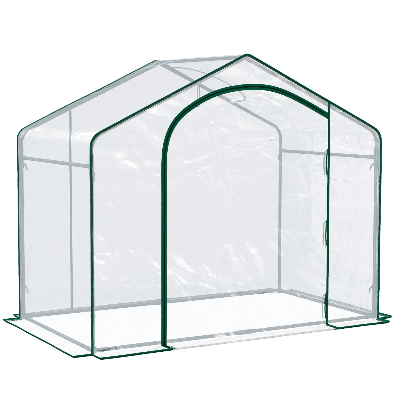 CHYITB 6‘ x 3‘ x 5‘ Portable Walk-in Greenhouse  PVC Cover  Steel Frame Garden Hot House  Zipper Door  Top Vent for Flowers  Vegetables  Saplings  Clear
