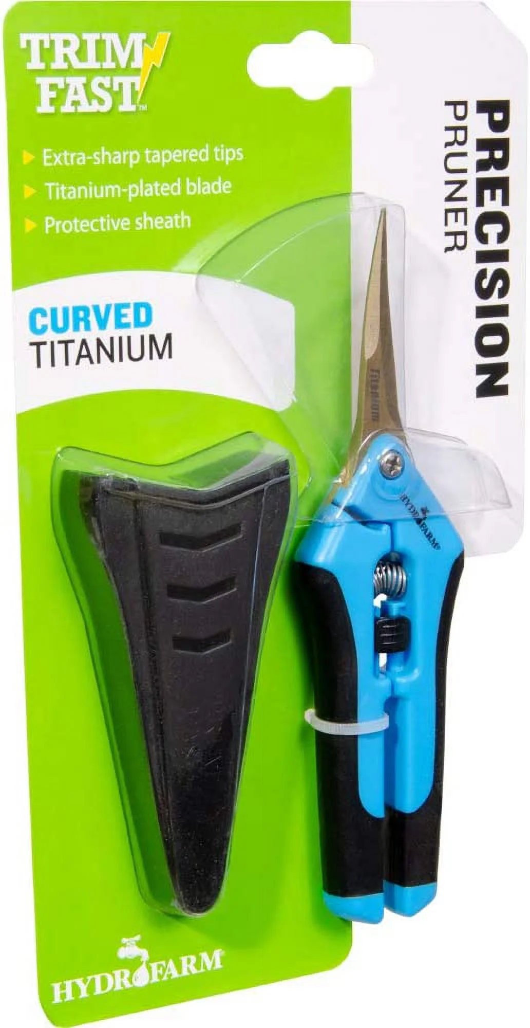 Hydrofarm HGPL400CT Precision Curved Lightweight Titanium Pruner, Blue