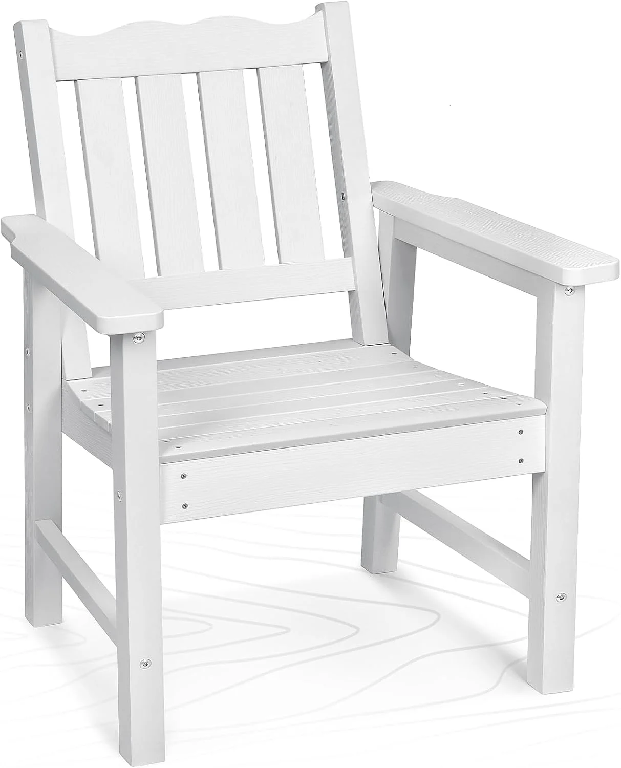 Oversized Patio Chair, All-Weather Outdoor Chairs with Curved Backrest, 400 lbs Support Patio Dining Chair, for Backyard, Garden, Porch, Deck and Balcony, White