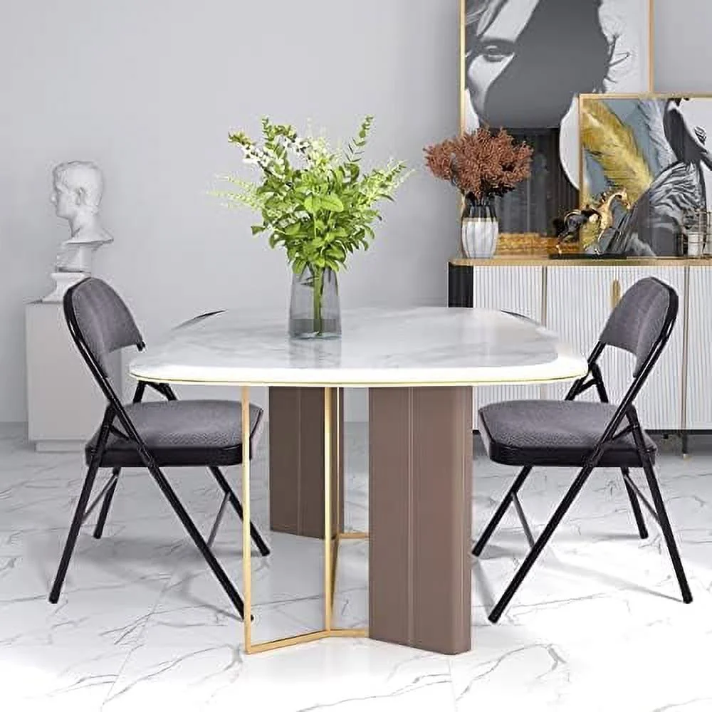 CKPFVY 2 Pack Folding Chairs  Fabric Dining Chair Set with Padded Cushion and Back  Indoor Outdoor Upholstered Commercial Seat with Metal Frame for Home Office Events Wedding Party