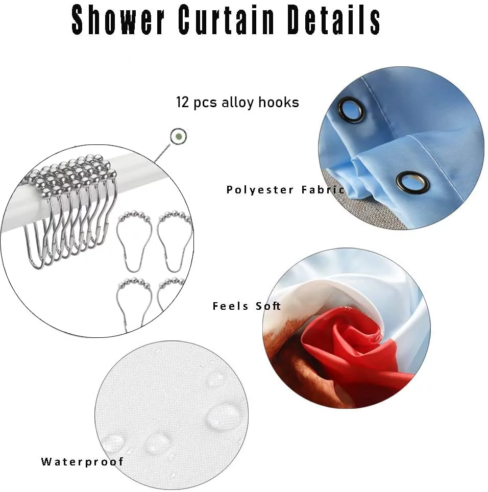 Shower Curtain - Purple Flower and Butterfly Black Flower Branch - Waterproof Polyester Bath Shower Curtain - 72 x 72 Inch