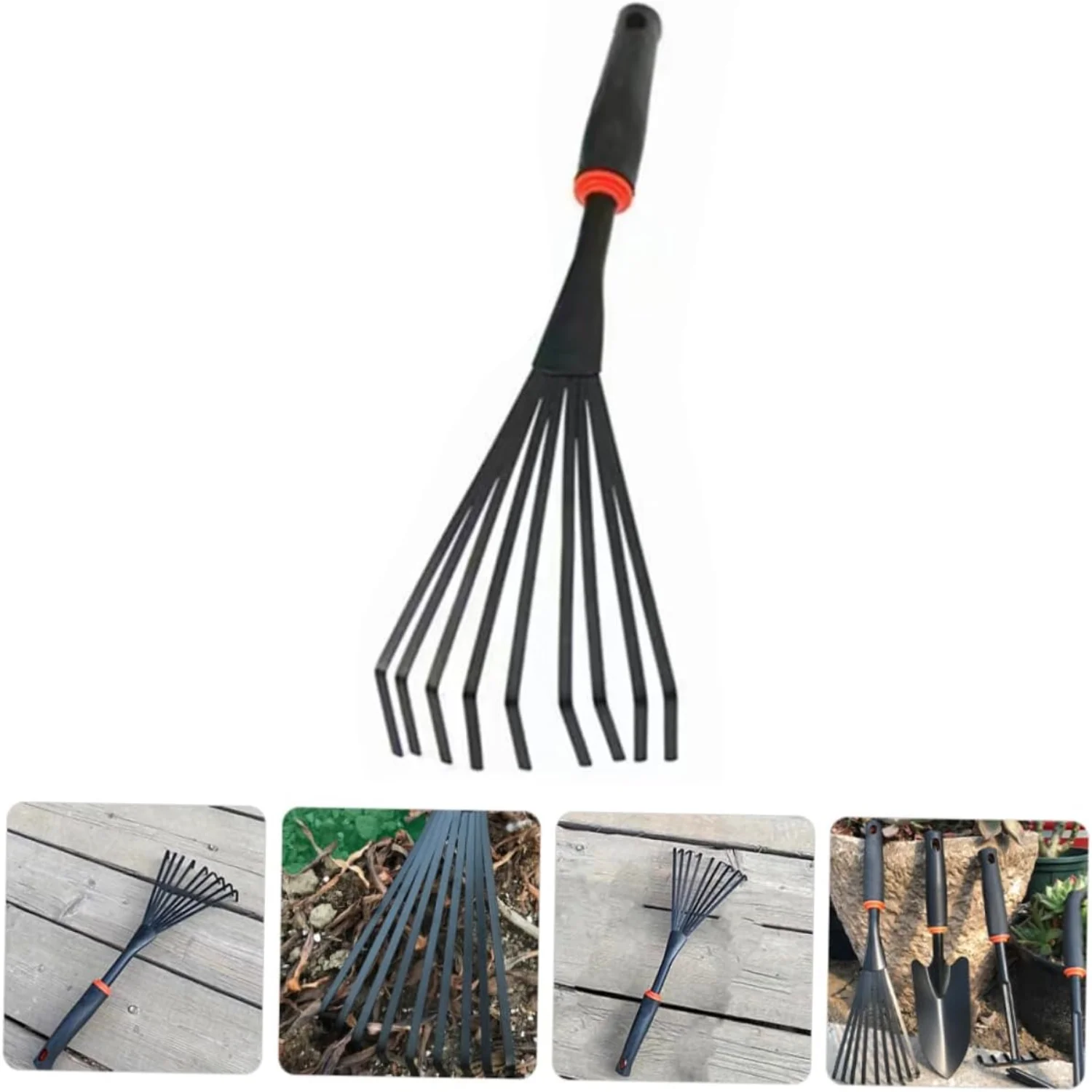Efficient  Sturdy Small Leaf Rake Hand Tool: Heavy Duty  Ideal for Lawns  Flower Beds  and Gardens - Perfect for Small Spaces - Essential Gardening Equipment for Lawns and Flower Beds - I