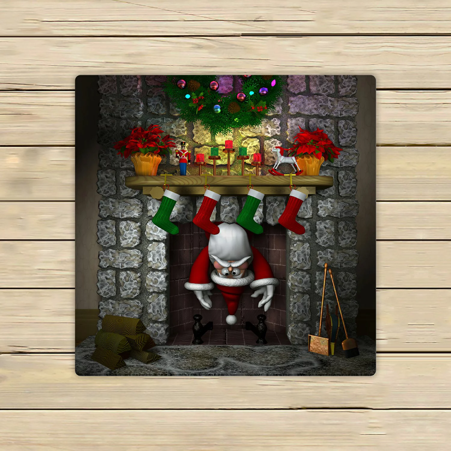 ECZJNT cartoon depicting Santa Claus fireplace Beach Bath Towels Shower Towel For Home Outdoor Travel 13x13 Inch
