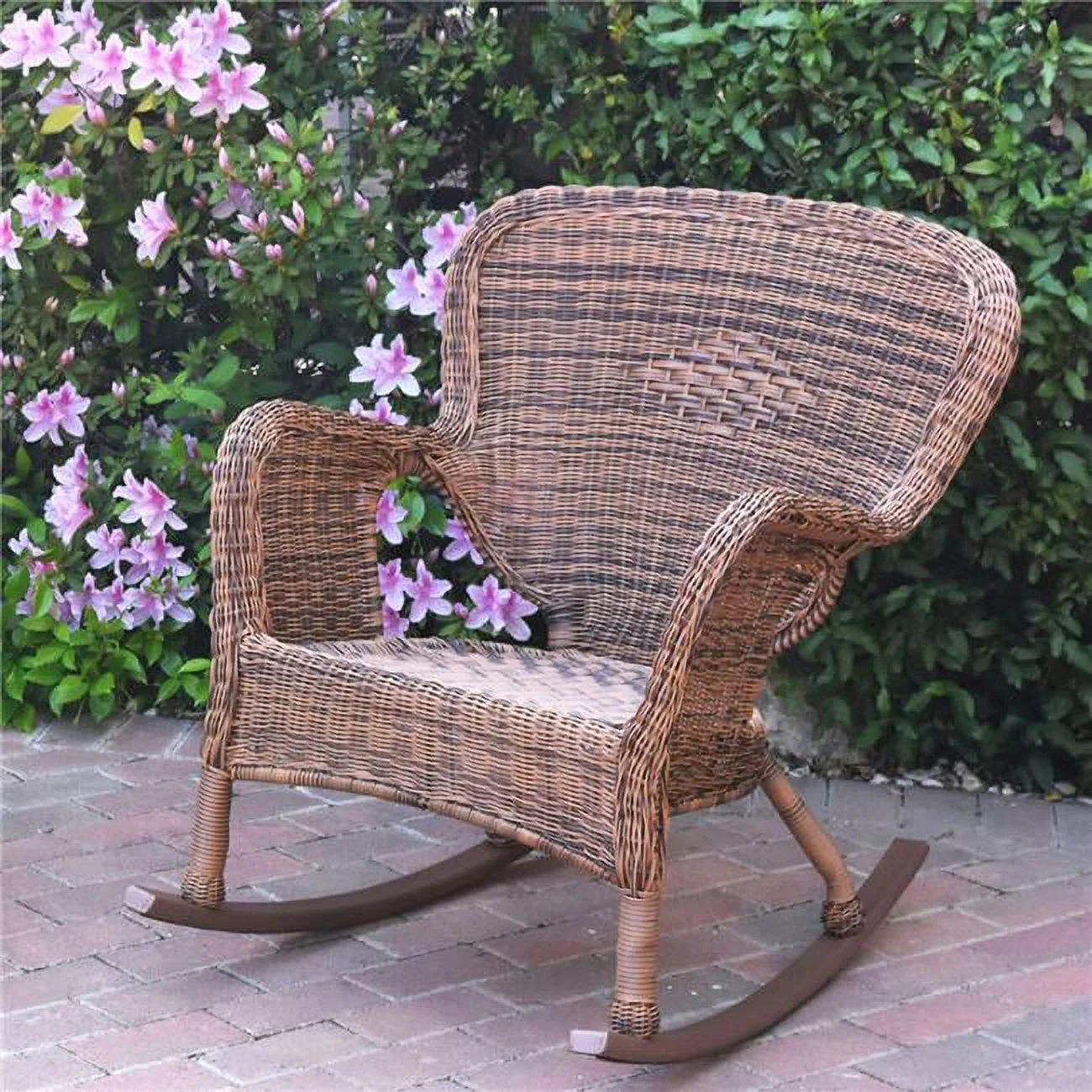 Windsor Resin Wicker Rocker Chair, Honey