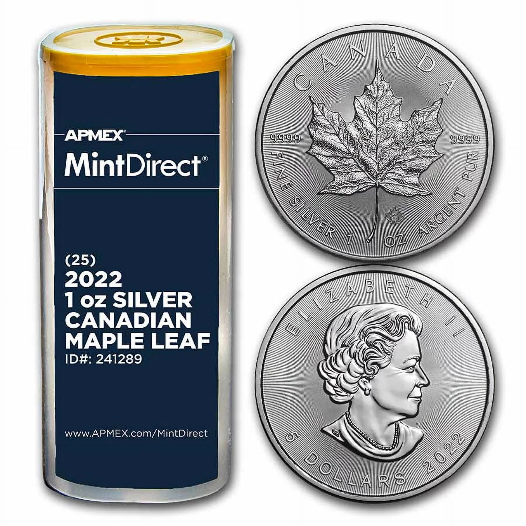 2022 Canada 1 oz Silver Maple Leaf (25-Coin MintDirect Tube)