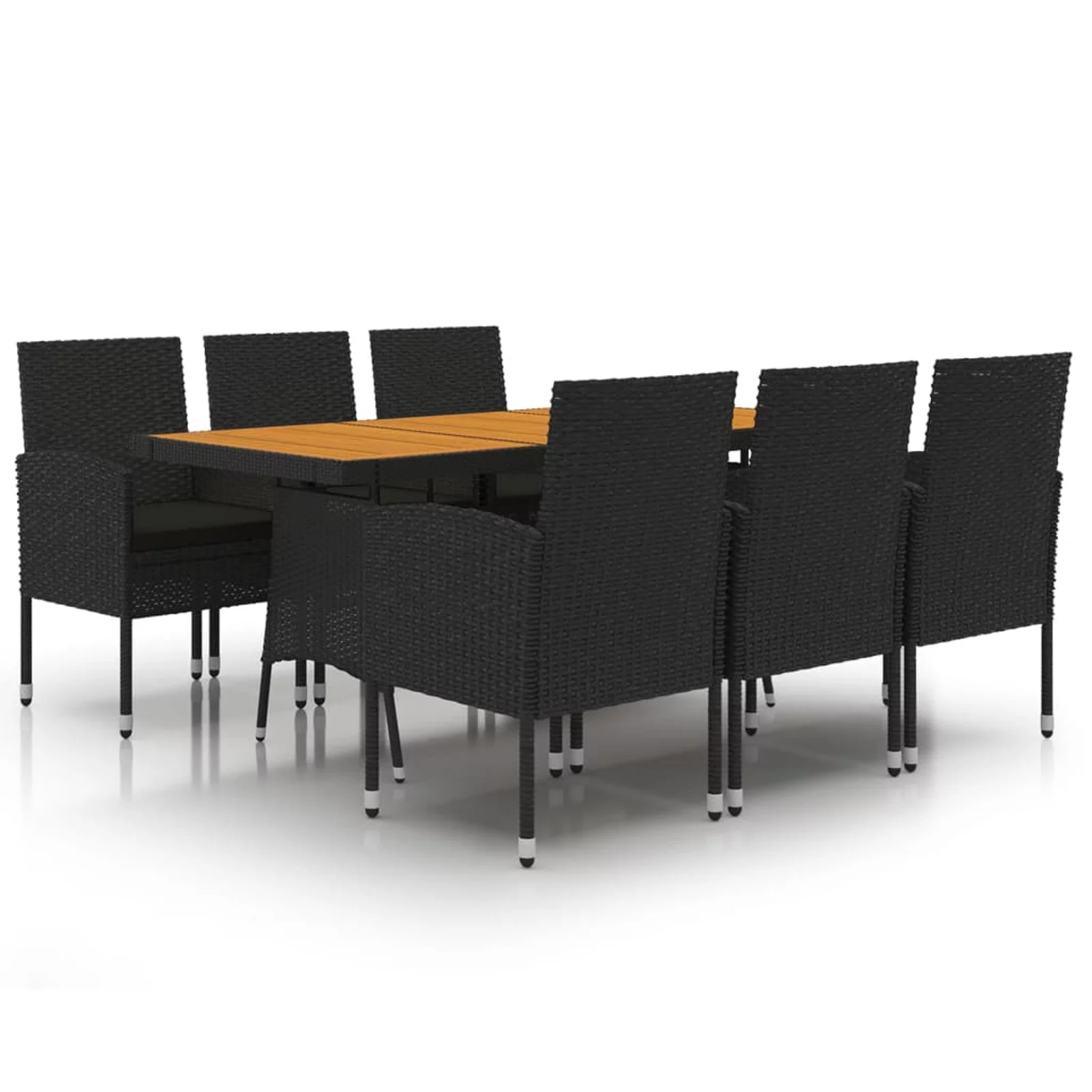 Irfora 7 Piece Patio Dining Set Poly Rattan Black