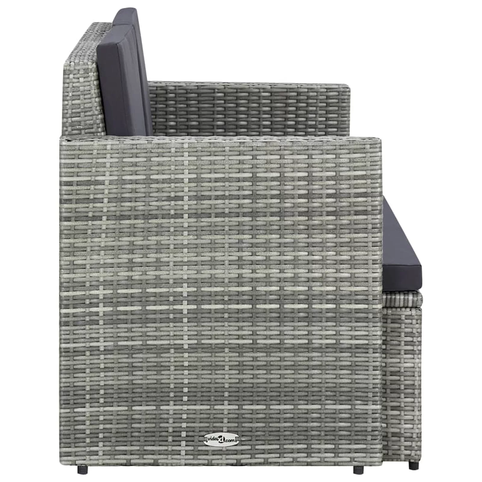 moobody 2 Seater Patio Sofa with Cushions Gray Poly Rattan