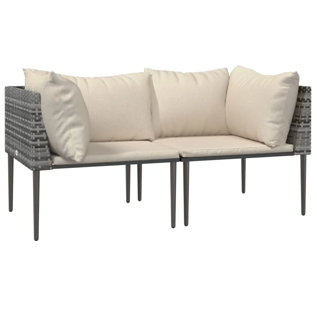 Anself 3 Piece Patio Set with Cushions Gray Poly Rattan
