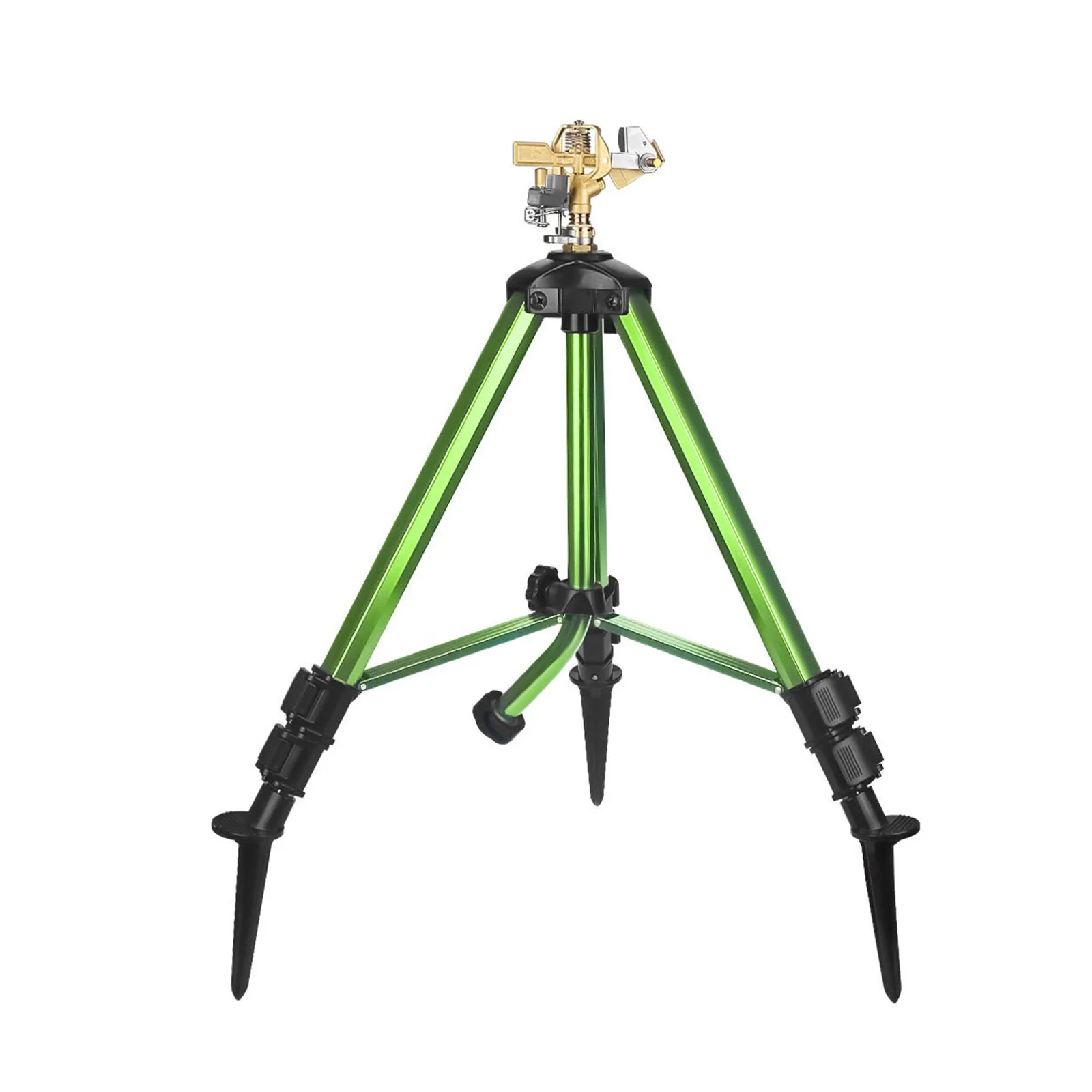 Tinyansi Impact Sprinkler, Heavy Duty Brass In-Ground Impact Sprinkler, Tripod Base, 360 Degree, 0-36 Feet Large Area Coverage, Adjustable Height 21-37 Inches, Suitable For Lawns, Patios