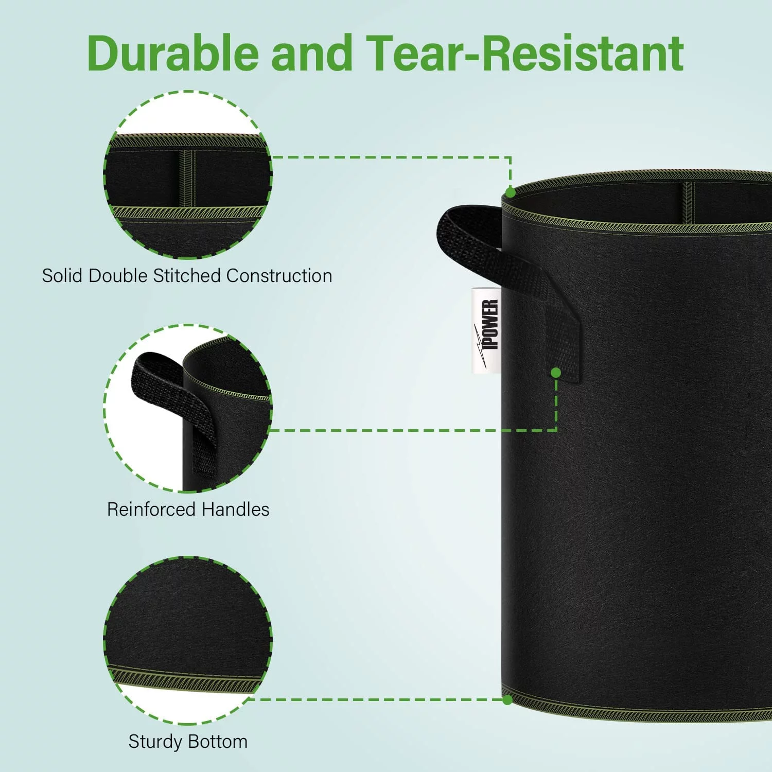 iPower 3-Gallon 5-Pack Grow Bags Thickened Nonwoven Fabric Pots -Black