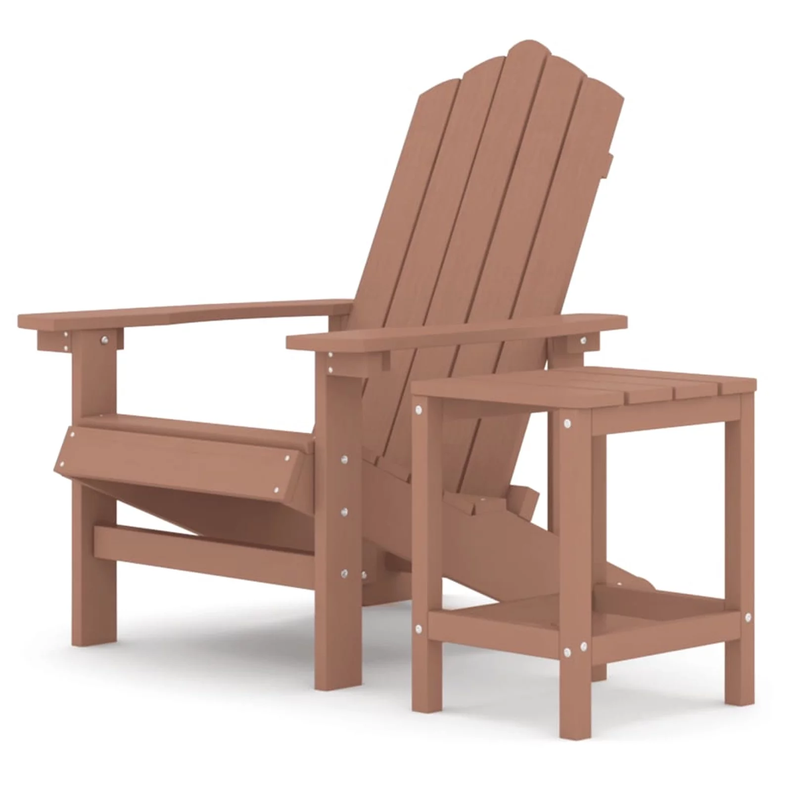 OWSOO Patio Adirondack Chair with Table HDPE Brown
