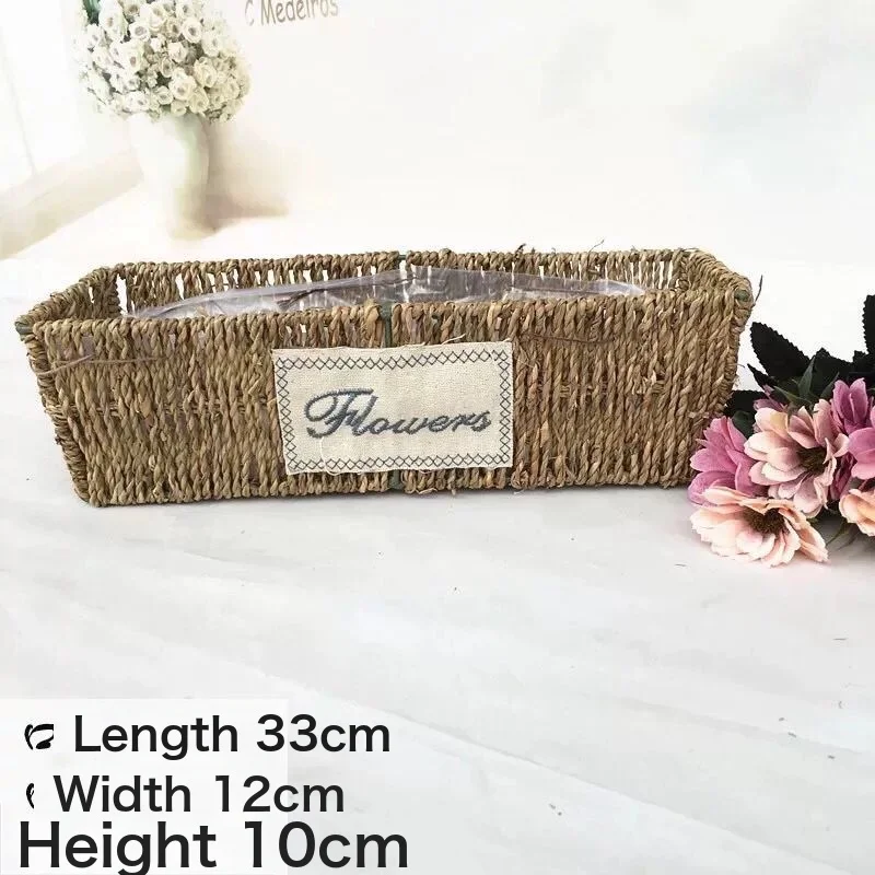 Flower Basket Straw Rattan Basket Flower Arrangement Wall Flower Pots Green Plants Succulent Pots Rustic Rattan Flower Basket