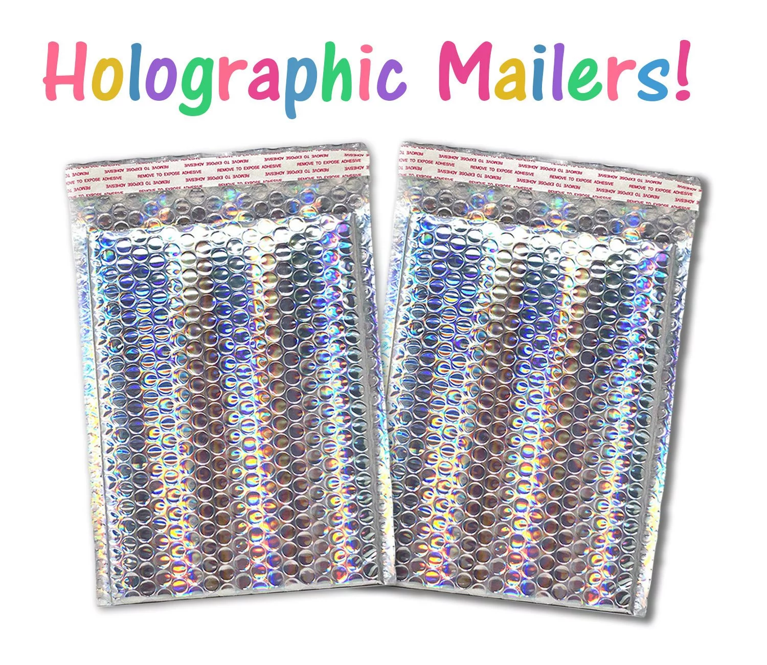 Holographic Metallic Bubble Mailers Padded Shipping Quality Sturdy Strong Mailing Envelopes, Weather Resistant
